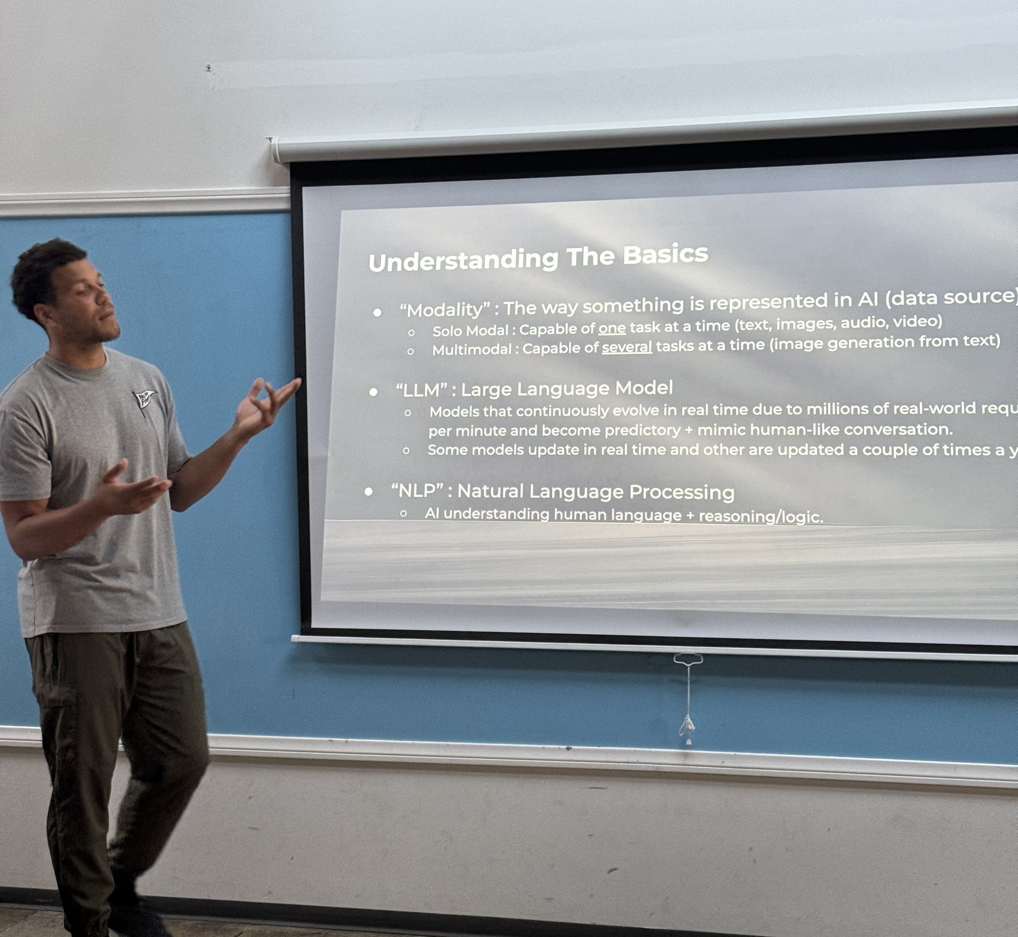 Chris Eversley teaching AI fundamentals in a workshop